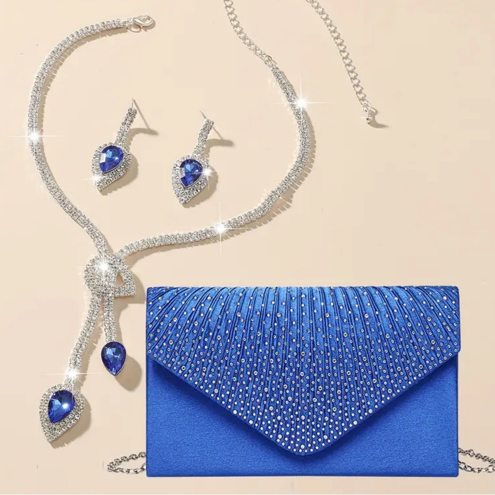 Elegant Rhinestone Clutch Purse, Classic Banquet Handbag.